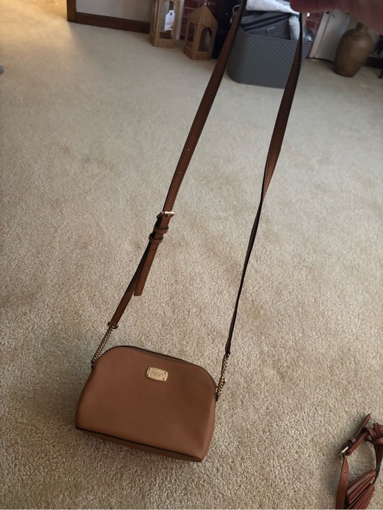 Michael Kors Handbags - Michael Kors Brown Leather Crossbody with Gold Chain Accents
